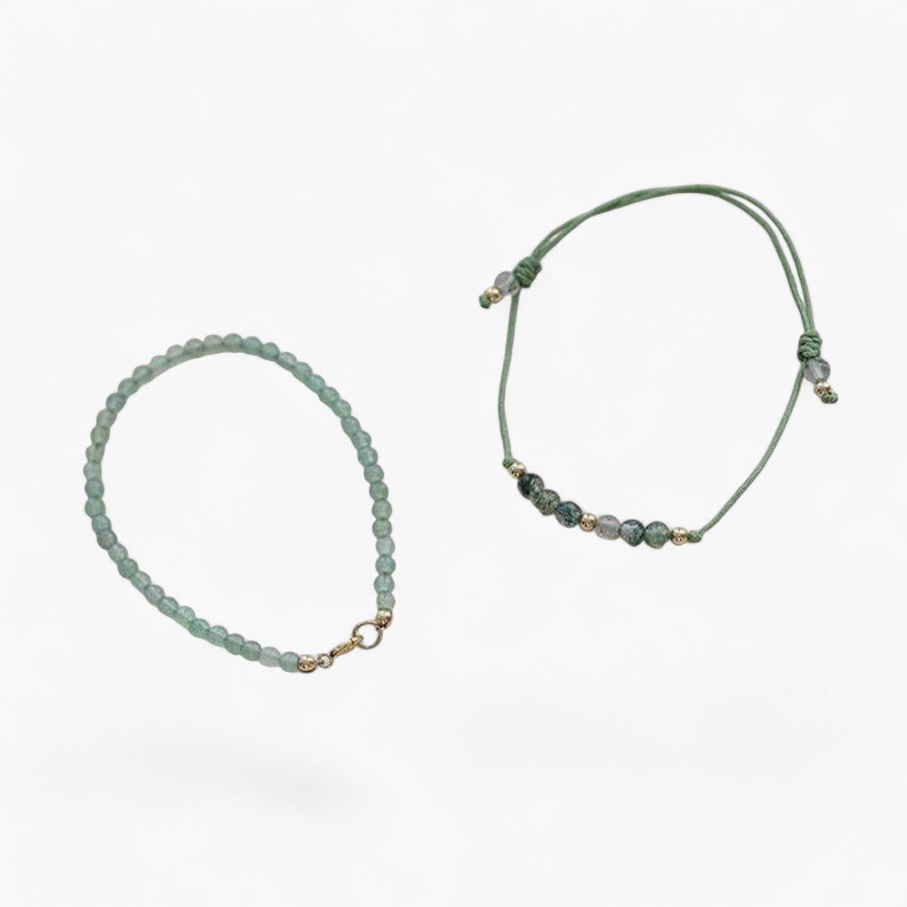Armband "Seelenvolle Glückseligkeit" aus grünem Achat und Prehnit