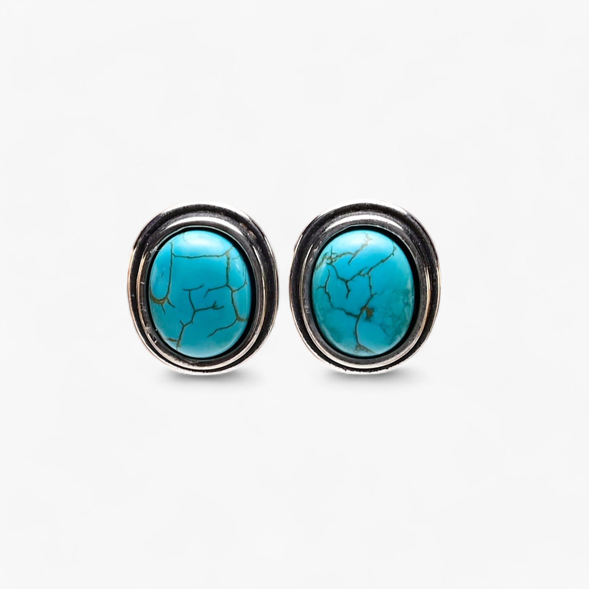 Ovale Ohrstecker "Macaria - Zeitlos" mit Türkis