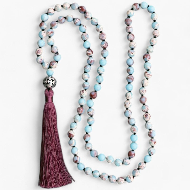 108 Shoushan-Steinperlen-Gebetsmala naturblau