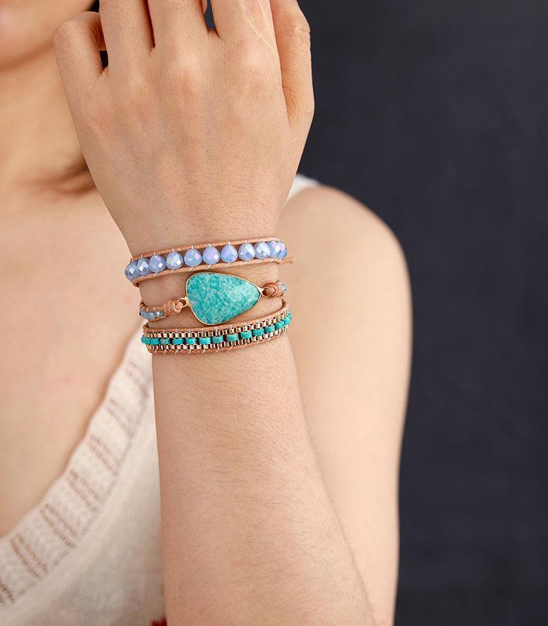 Intensives Wickelarmband aus Amazonit