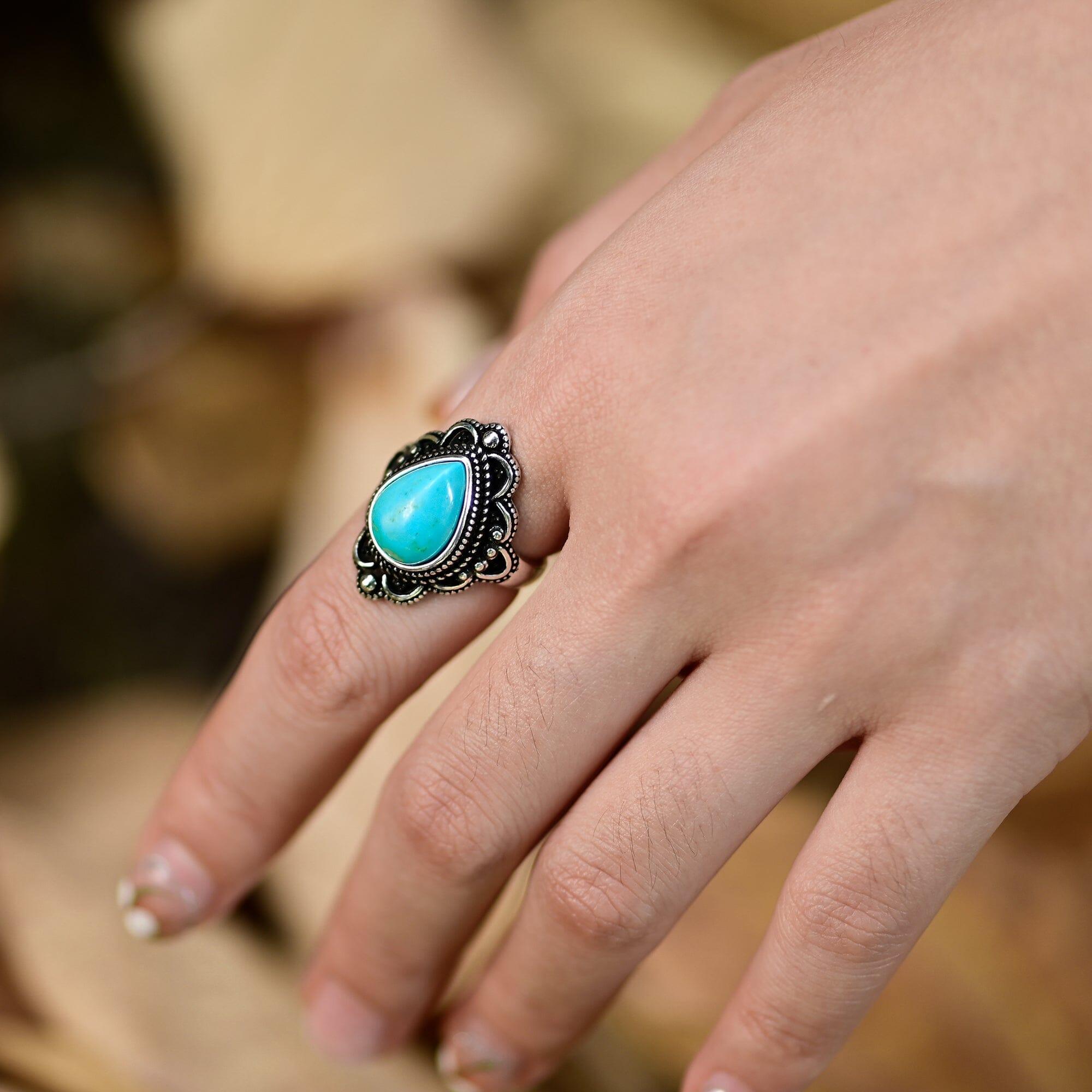 Floria - Statement Ring im Boho Stil mit Türkis