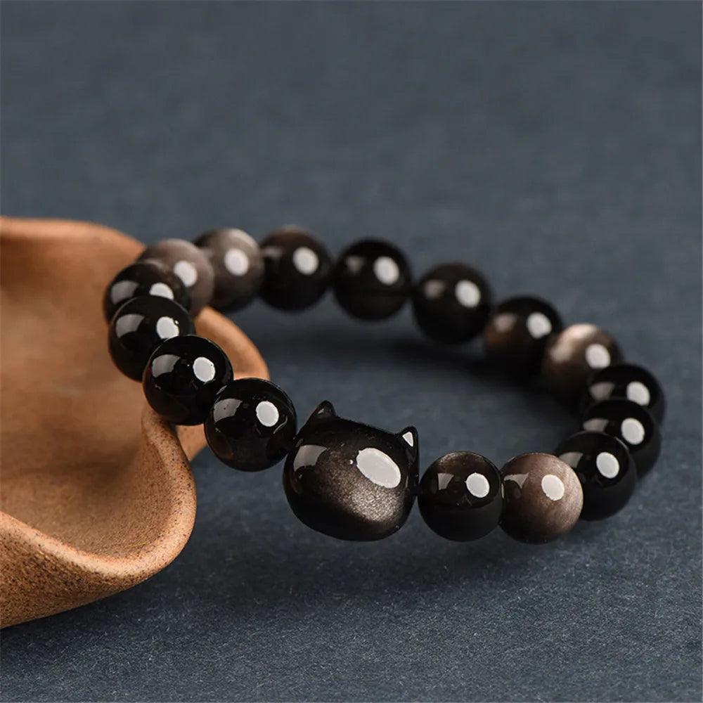 Obsidian Katzen Armband