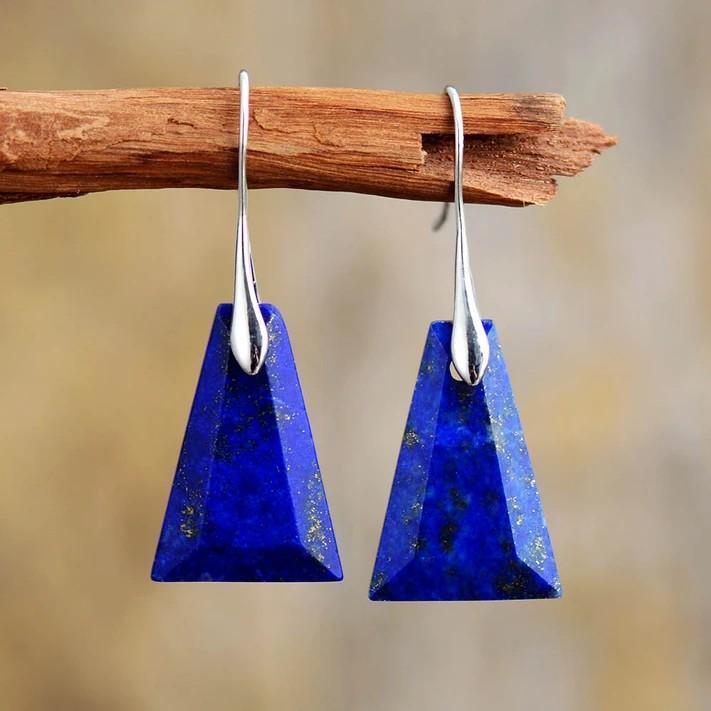 Ohrringe "Geometrische Lapislazuli Tropfen"