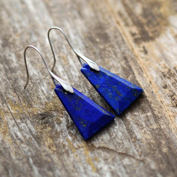 Ohrringe "Geometrische Lapislazuli Tropfen"