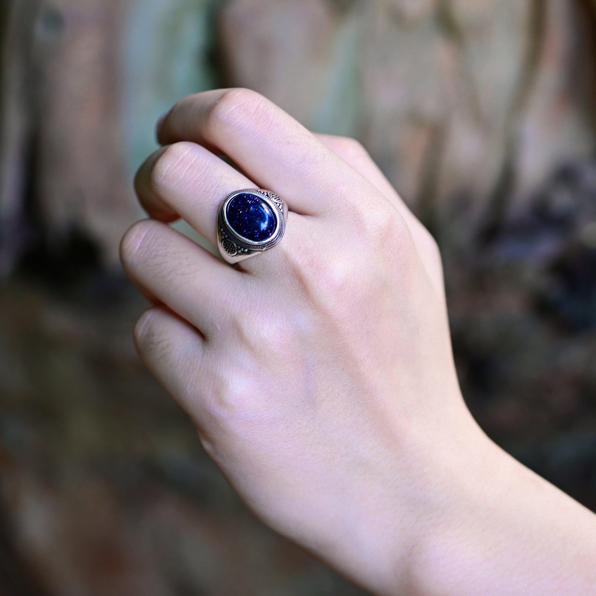 Vintage-Sternring "Maria" mit blauem Sandstein