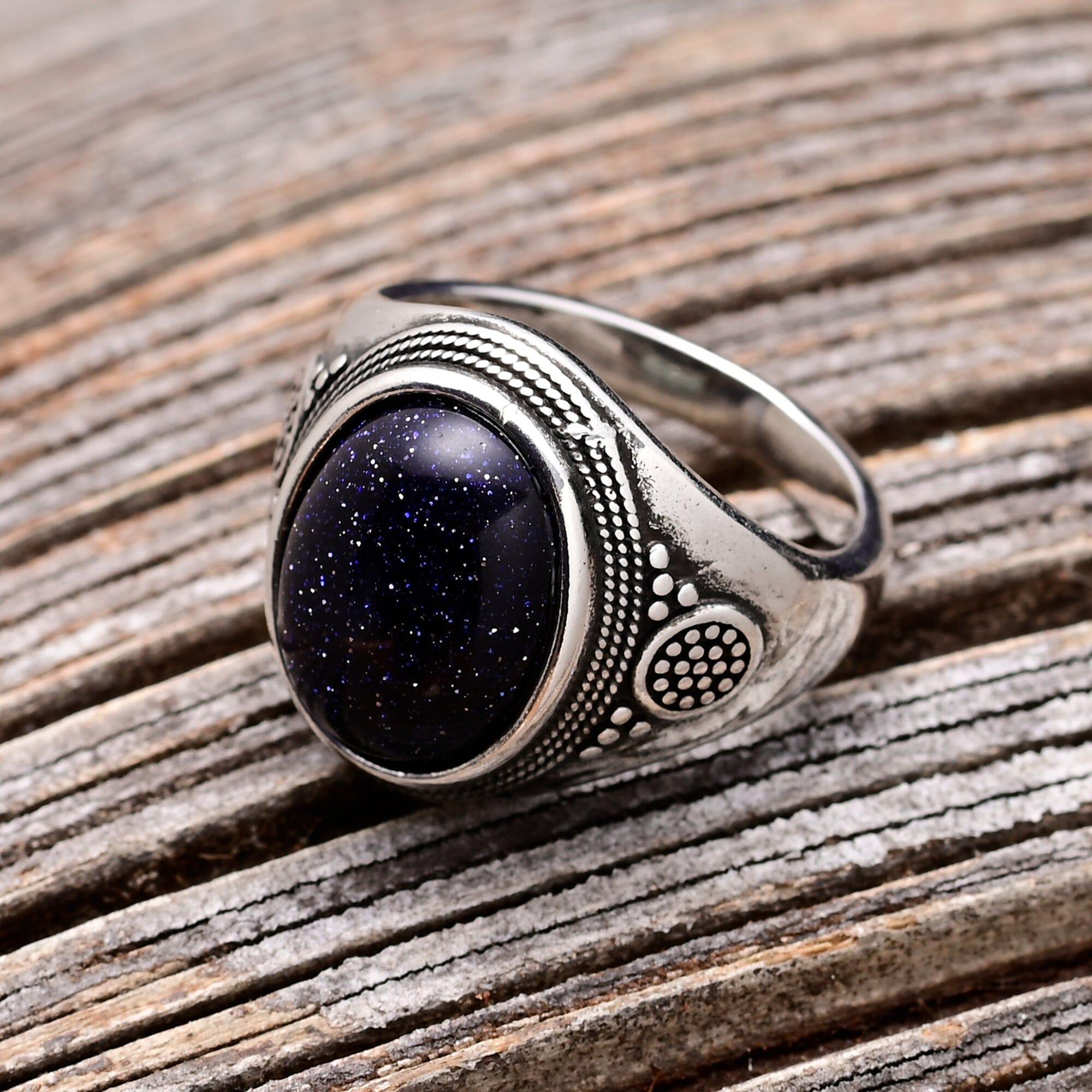 Vintage-Sternring "Maria" mit blauem Sandstein