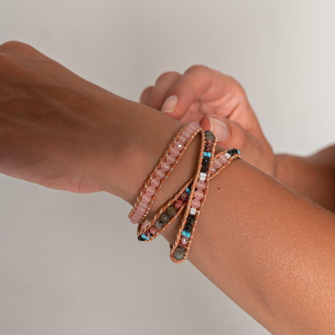 Wickelarmband mit Rosenquarz