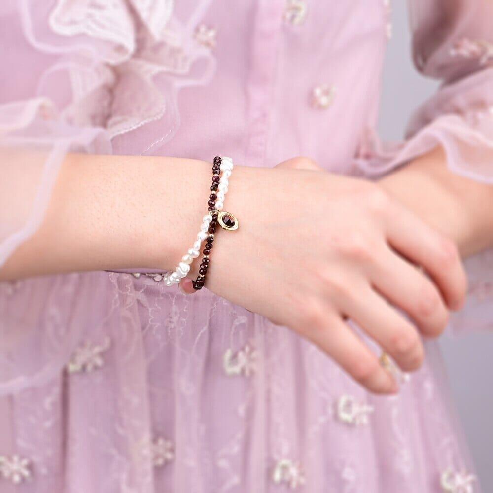 Armband "Seelenwunsch" mit Perle und rotem Tigerauge