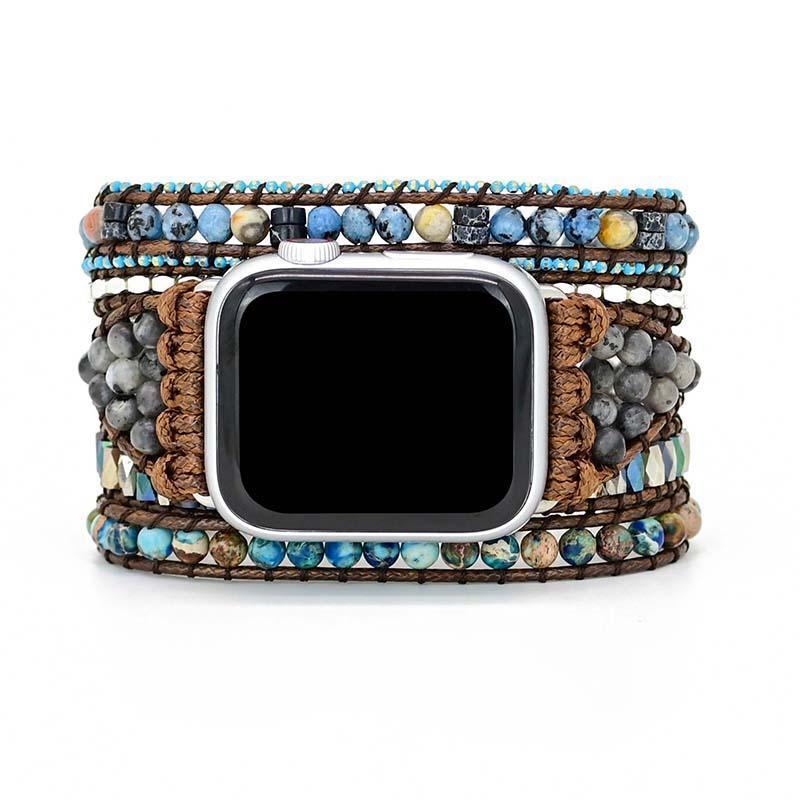 Apple Watch-Uhrenarmband aus blauem und grauem Edelstein