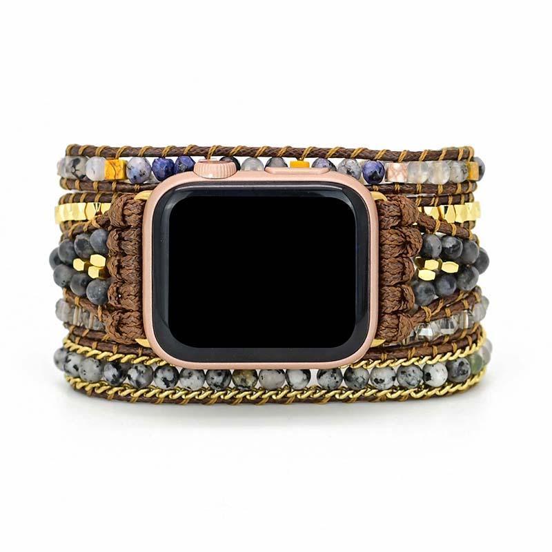 Apple Watch-Uhrenarmband aus schwarzem Labradorit Edelstein