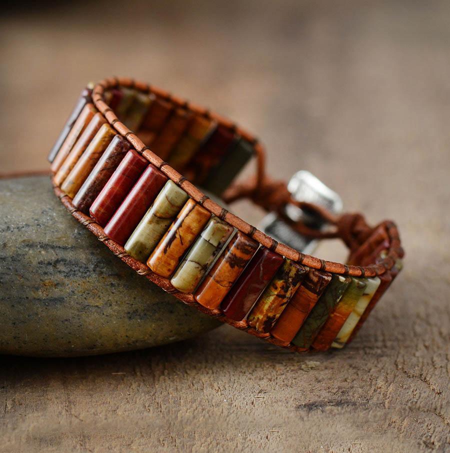 Rohr-Armband "Frieden Ist Möglich" aus Jaspis