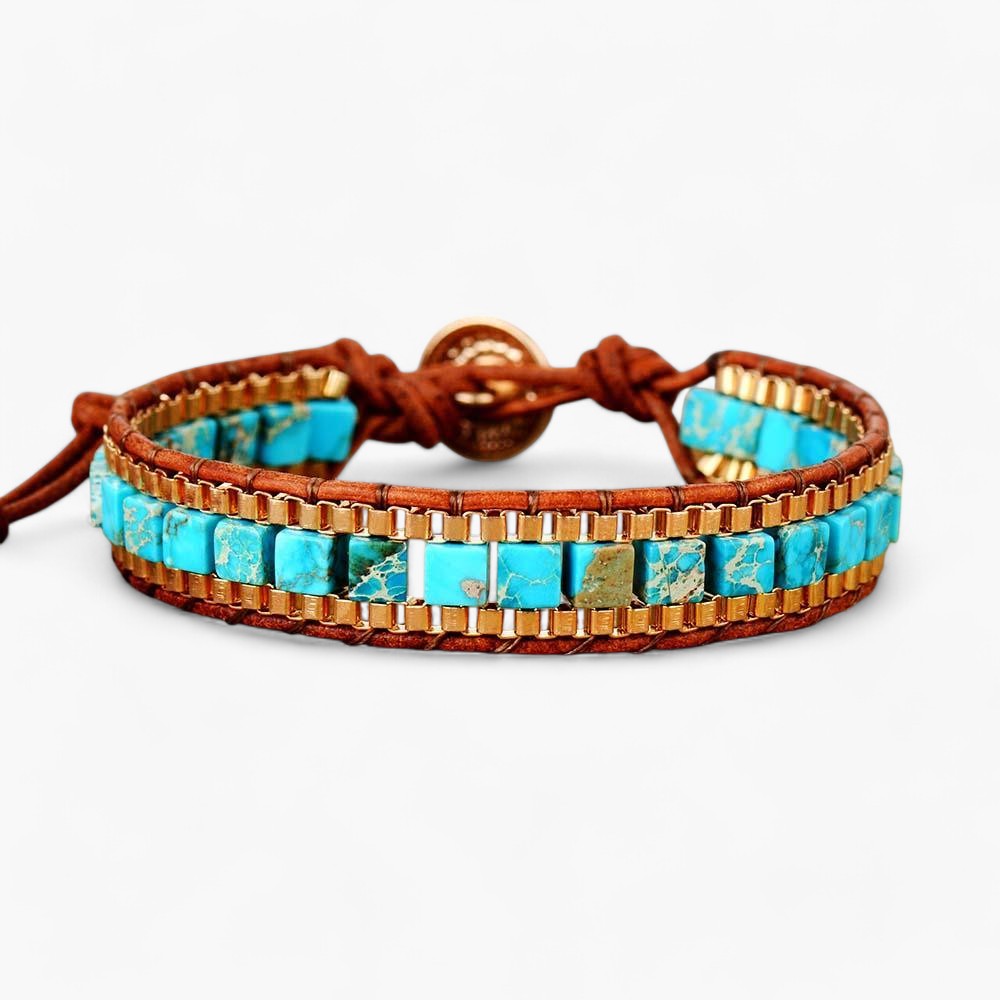 Türkisfarbenes Gold-Kettenarmband