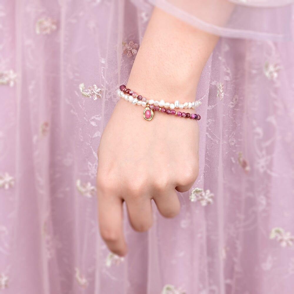 Armband "Göttliche Eleganz" mit Perle und Rhodochrosit