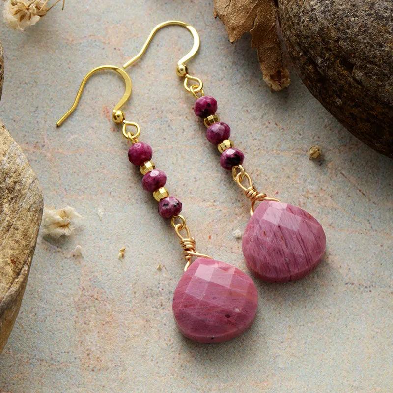Ohrringe mit Amethyst und Rhodonit "Enigmatische Schönheit"
