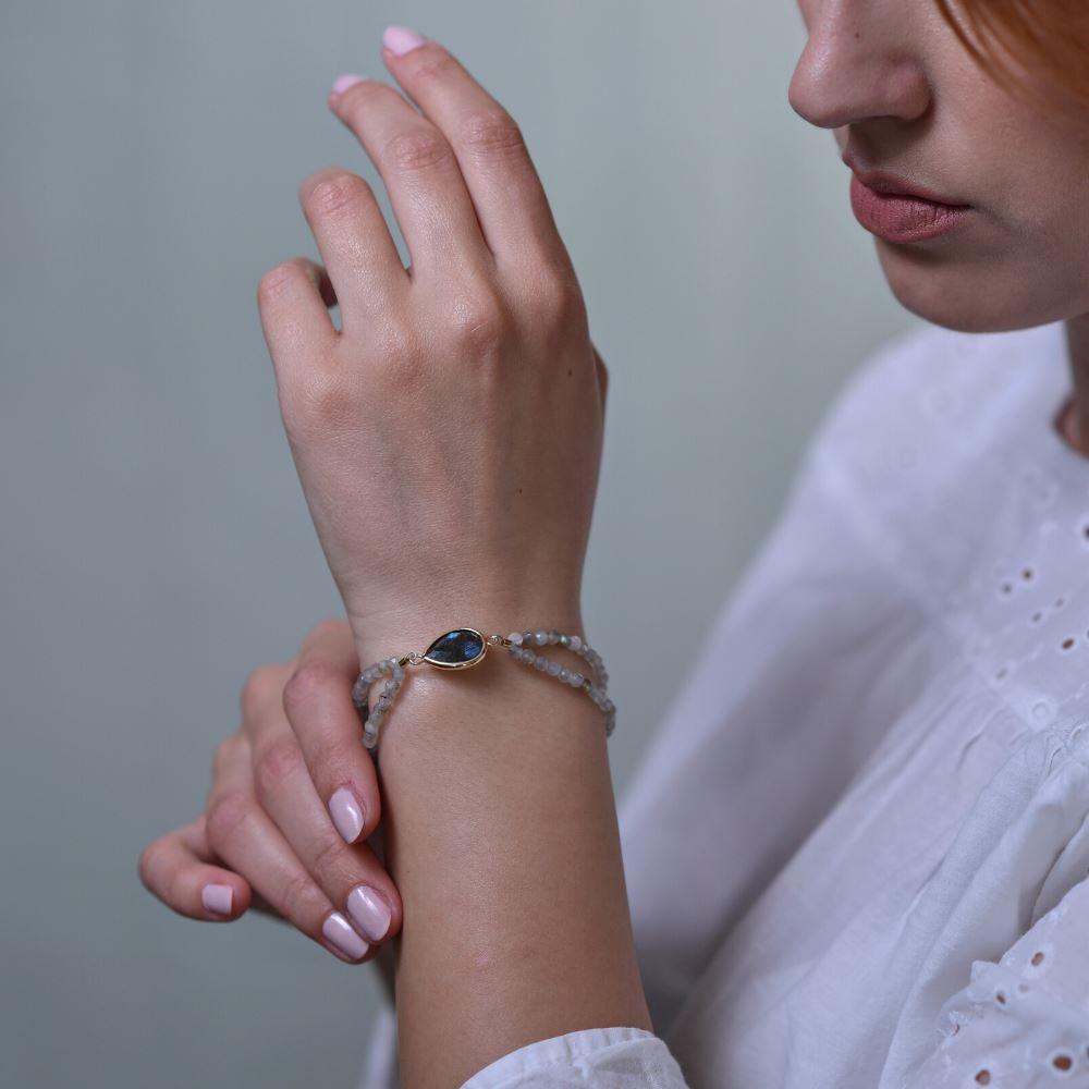 Labradorit-Glimmer-Mondstein und Amazonit Armband "Zärtliche Liebe"