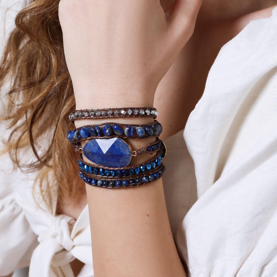 Tiefblauer Nachthimmel Lapislazuli Armband