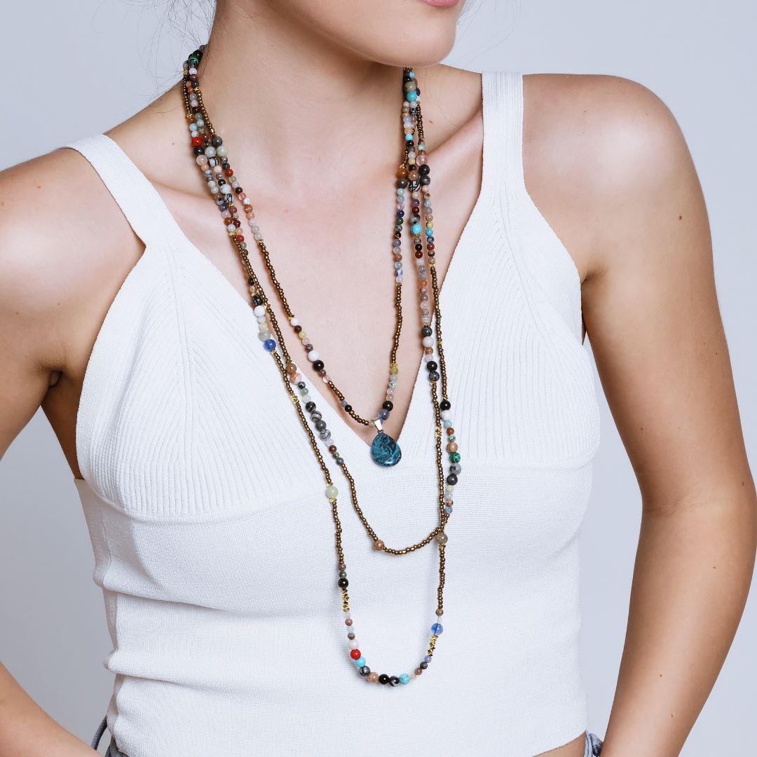 Naturstein-Halskette "Tropische Küsten"