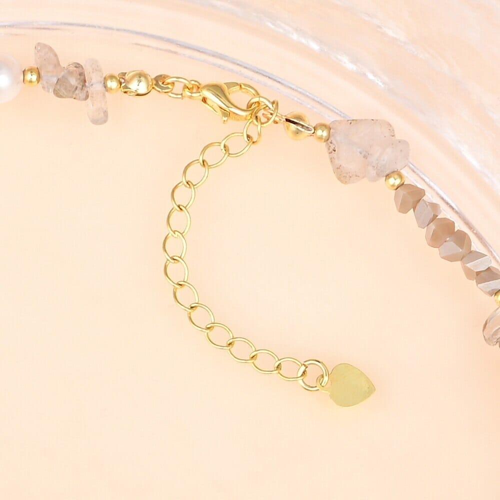 Halskette "Funkelnde Seele" aus Rutilquarz und Perlen