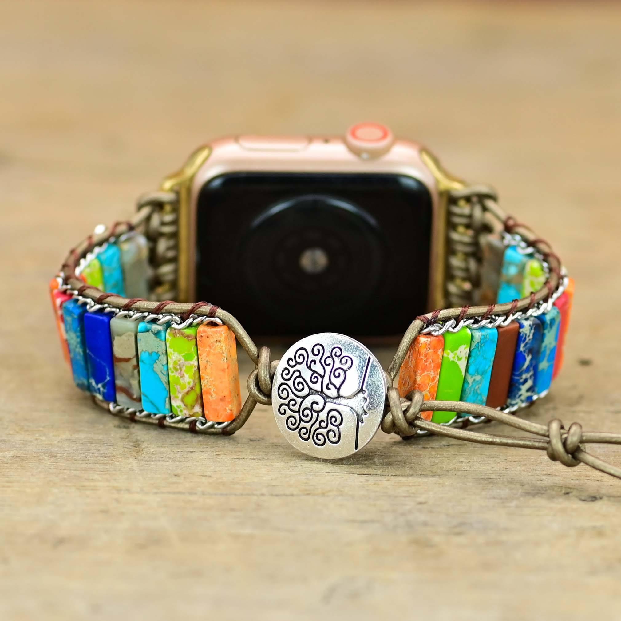 Apple Watch-Uhrenarmband “Energetisches” mit Kaiserlichem Jaspis & Howlite