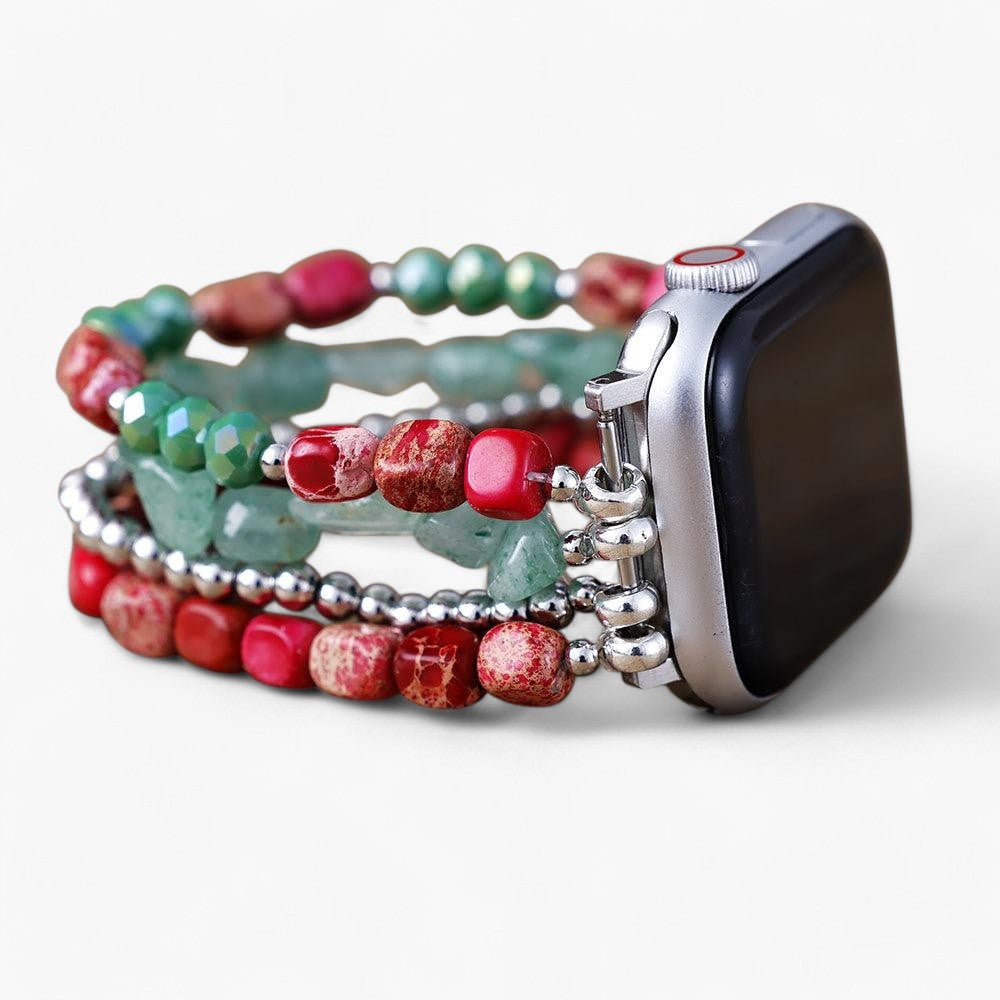 Weihnachtliches Apple Watch Armband in Silber & Immergrün