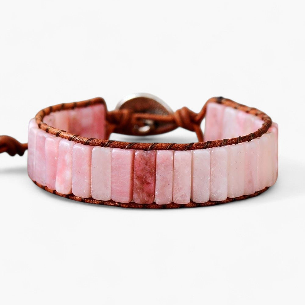 Rosa Opal-Lederarmband "Böhmisch"