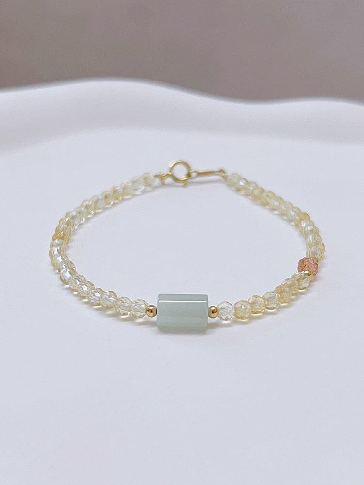 Armband "Strahlende Gelassenheit" aus Citrin, Erdbeerquarz und Jadeit