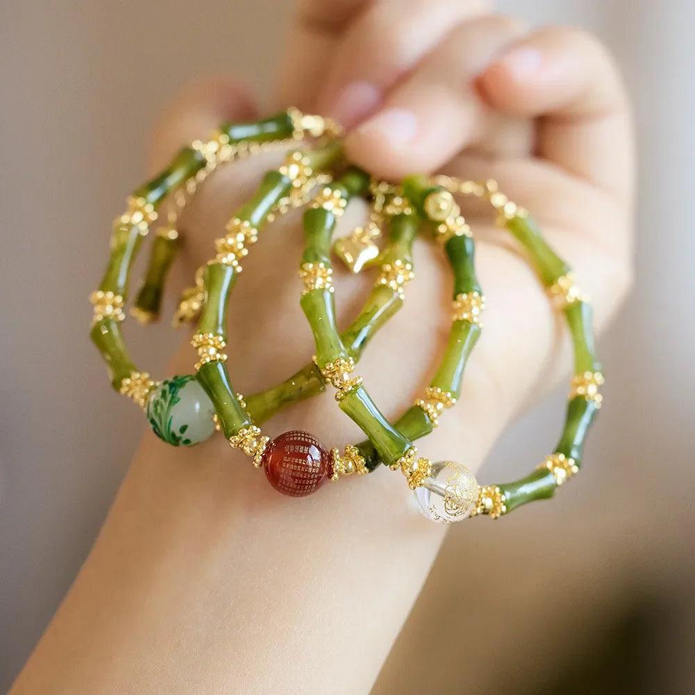 Armband "Goldener Bambus" mit Edelsteinen