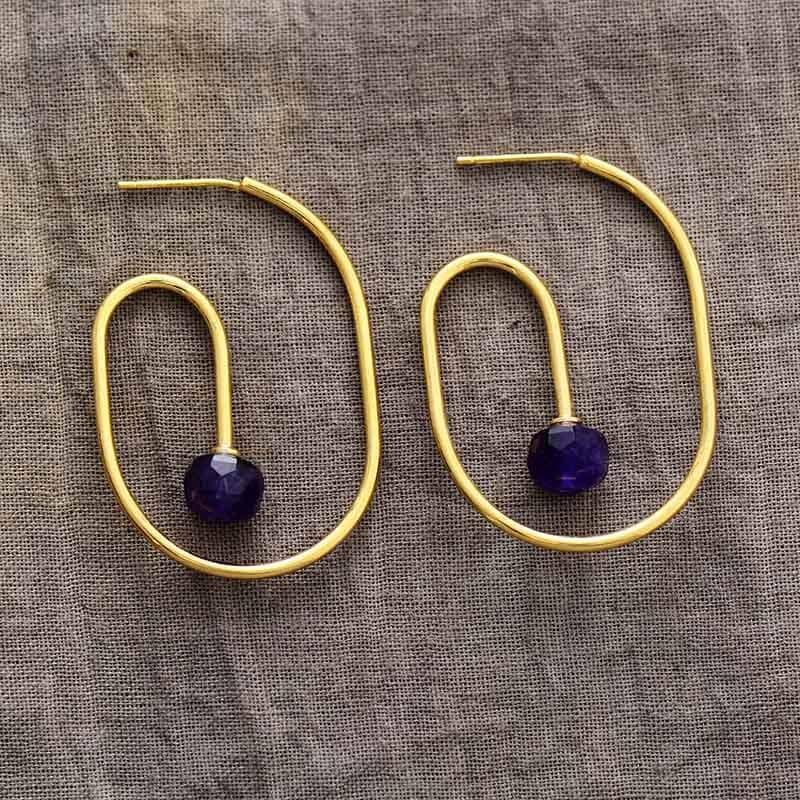Geometrische Ohrringe "Intensive Schönheit" aus Lapislazuli und Amethyst