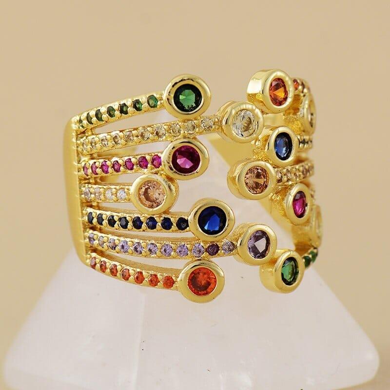 Cocktail Ring "Luxe Chakra Angleichung" aus Edelsteinen