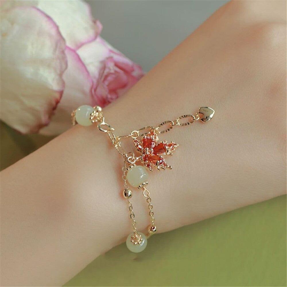 Armband "Ewige Liebe" mit Ahornblatt und Jade