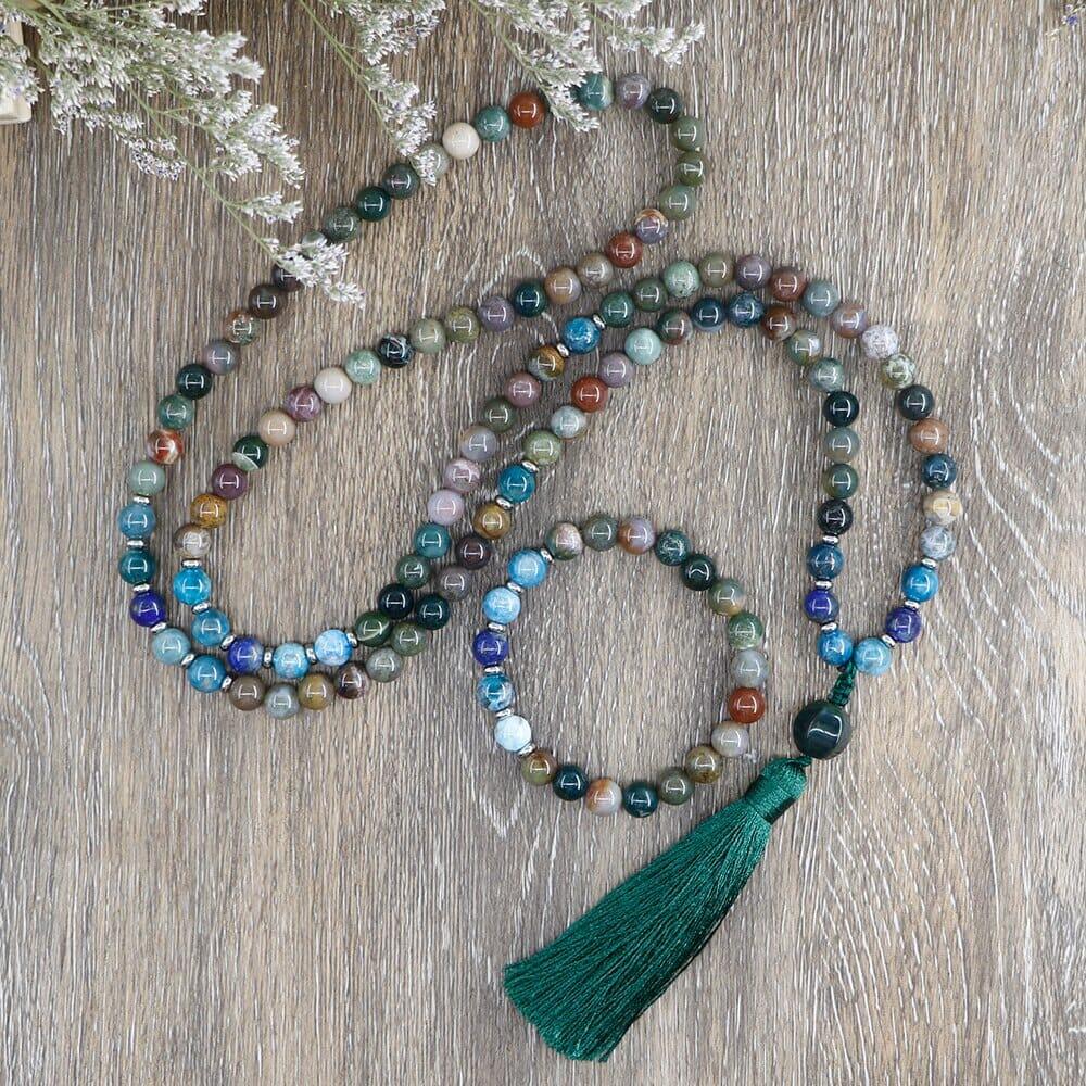 Himmlische Harmonie Mala Halskette mit natürlichen Edelsteinen