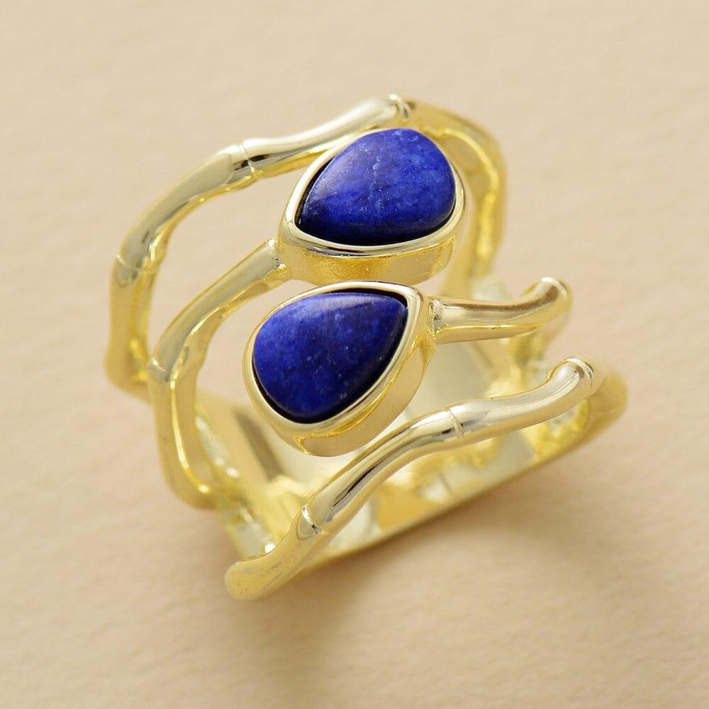 Cocktail-Ring "Gelassene Fusion" aus Lapislazuli und schwarzem Achat