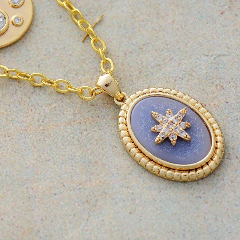 Mehrschichtige Halskette "Strahlender Kosmos" mit zwei Anhängern