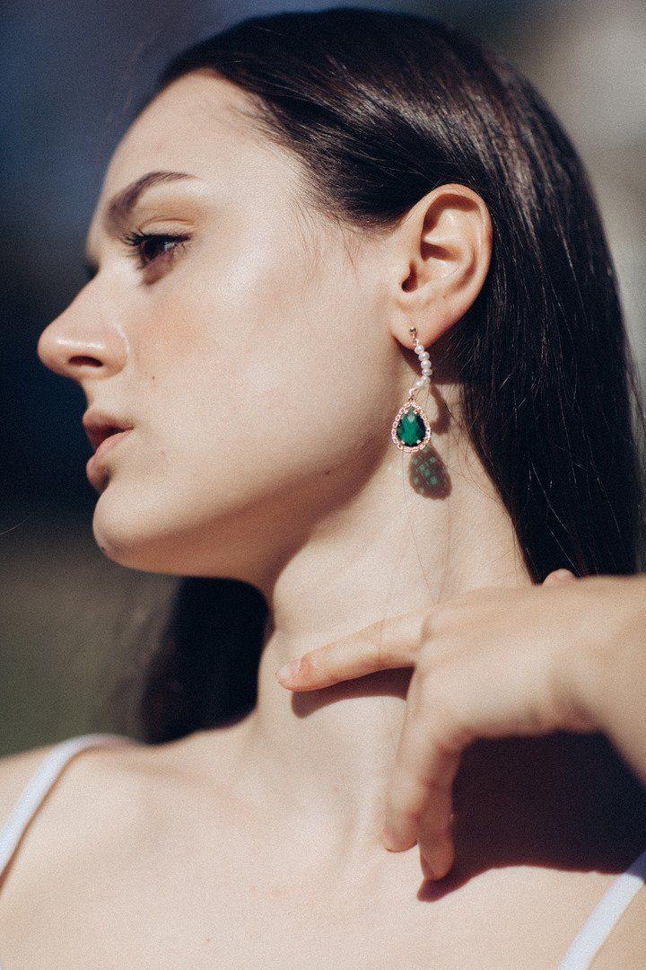 Ohrringe "Luxus" mit Vintage-Zirkon und Perle