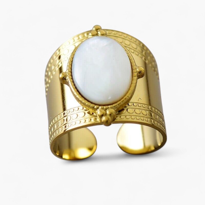 Cocktailring "Friedliche Reinheit" aus Muschel