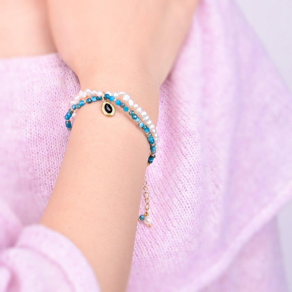 Armband "Sanfter Schutz" aus Perle, Apatit und schwarzem Achat