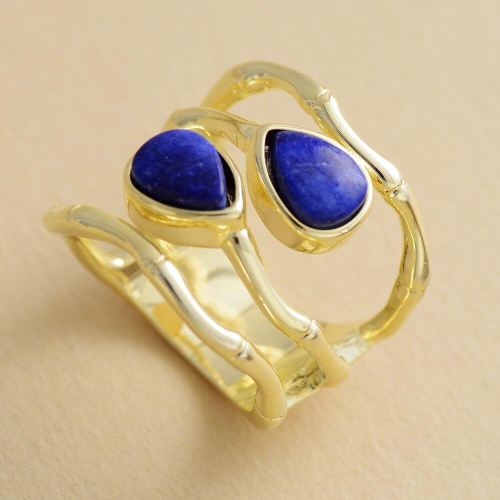 Cocktail-Ring "Gelassene Fusion" aus Lapislazuli und schwarzem Achat