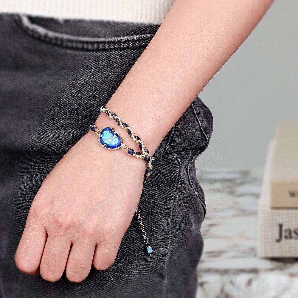 Geflochtene Halskette "Blauer Segen" mit Jaspis