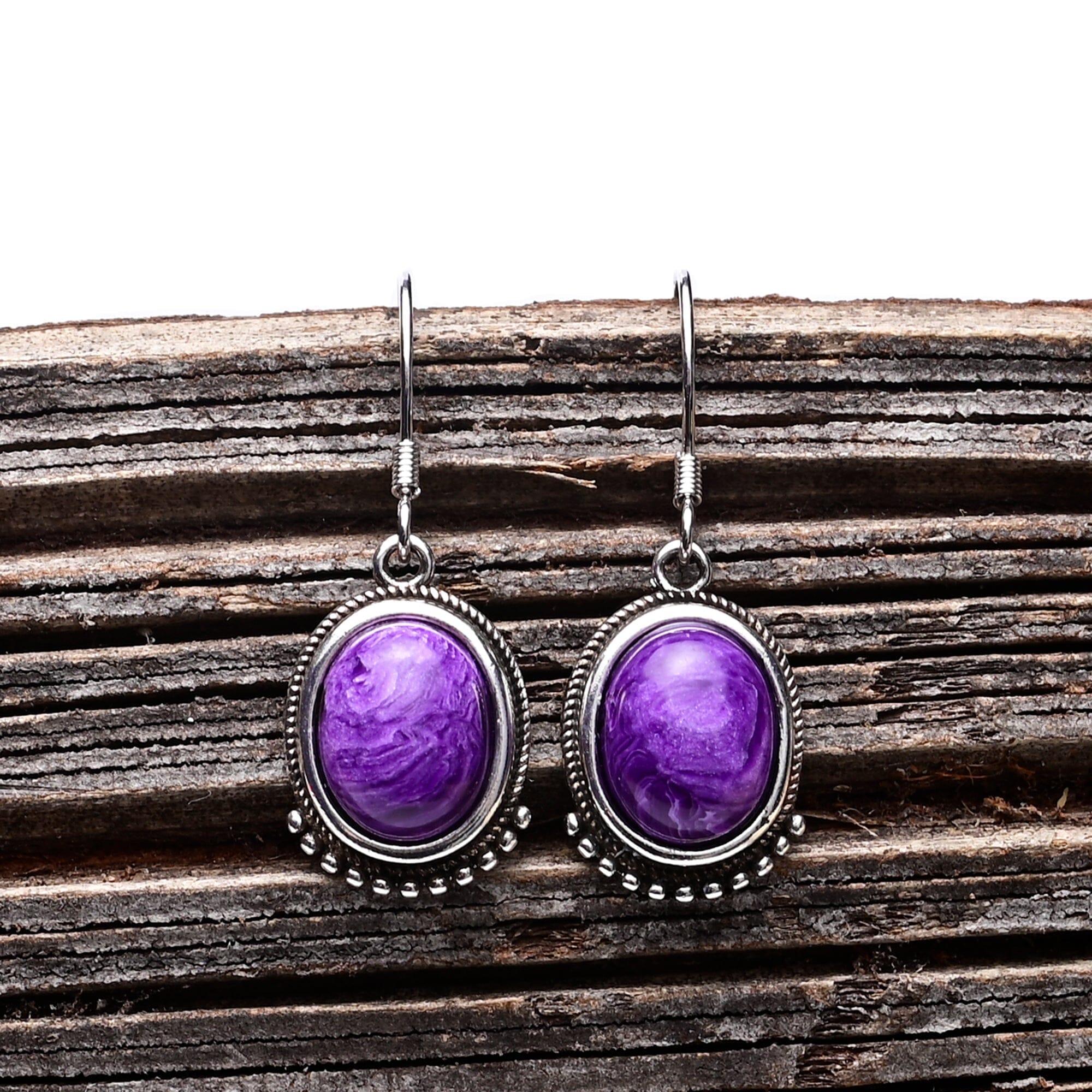 Lyssa - Vintage Eleganz Hakenohrringe mit Amethyst-Steinen
