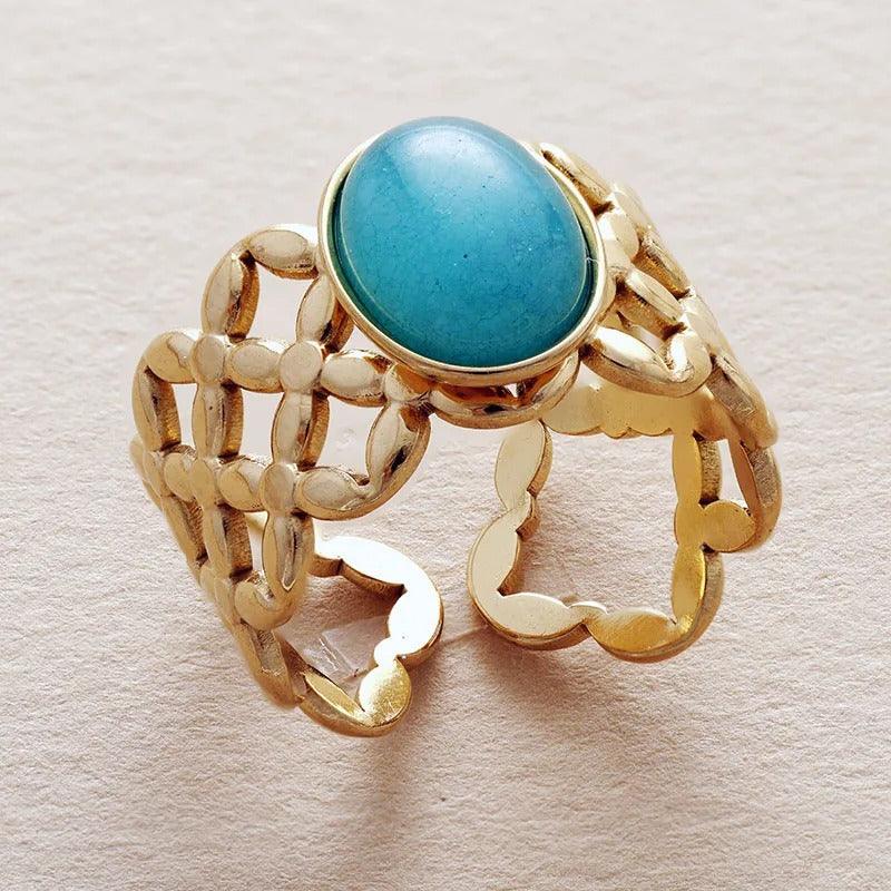 Harmonische Eleganz Ring aus natürlichen Edelsteinen