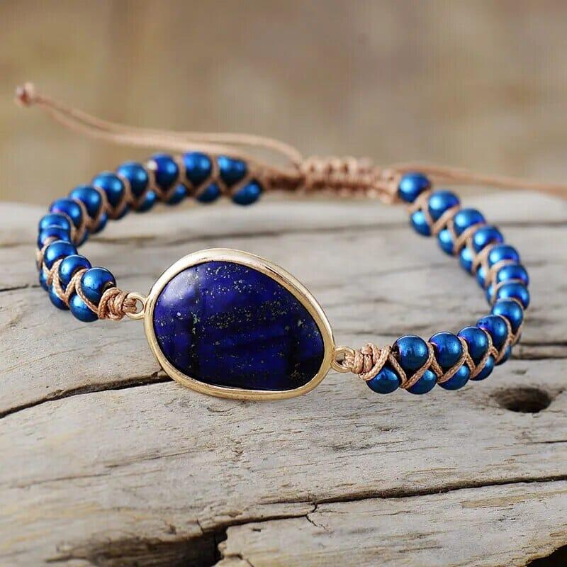 Armband "Gewebte Weisheit" mit Amethyst & Lapislazuli