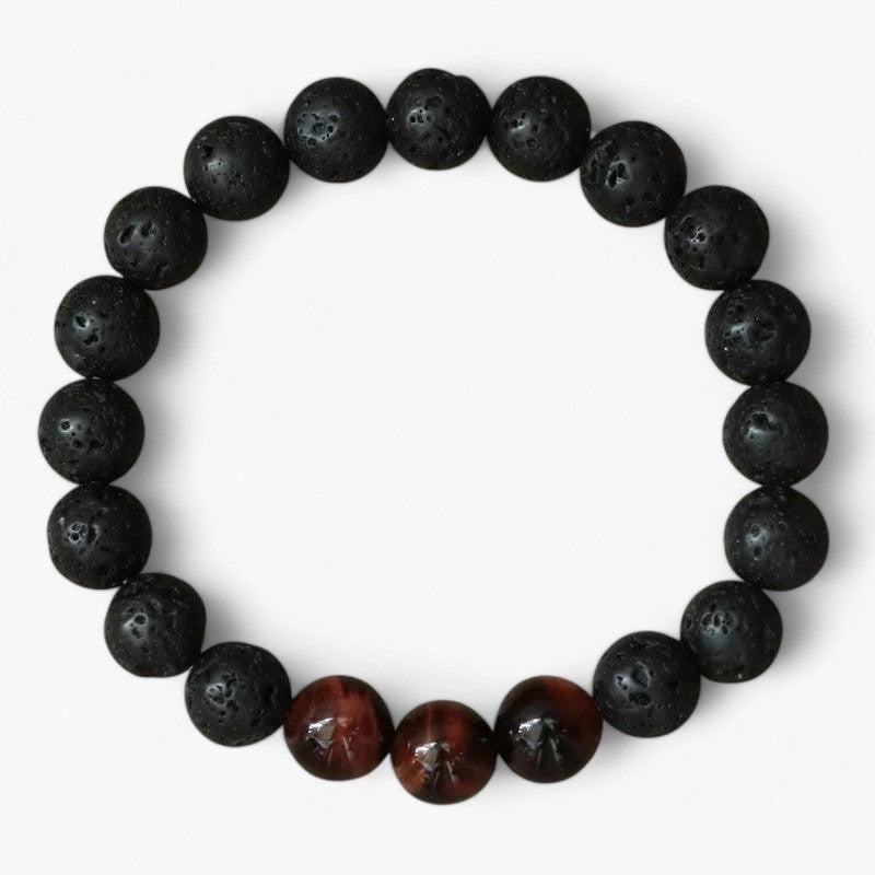 Elementare Aura Armband mit Lavastein und Tigerauge