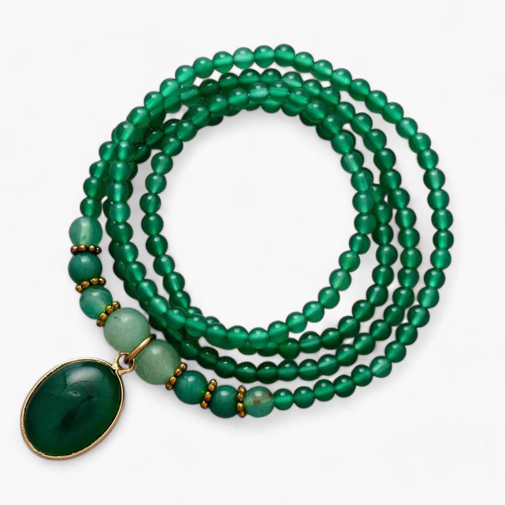 Grüner Onyx Halskette mit doppeltem Verwendungszweck "Klassischer Stil"