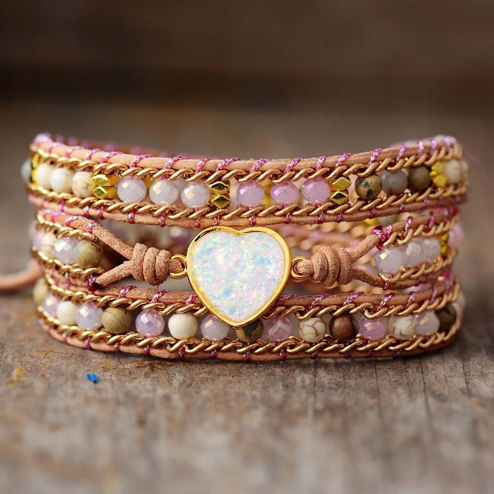Wickelarmband "Zartes Opal Herz"