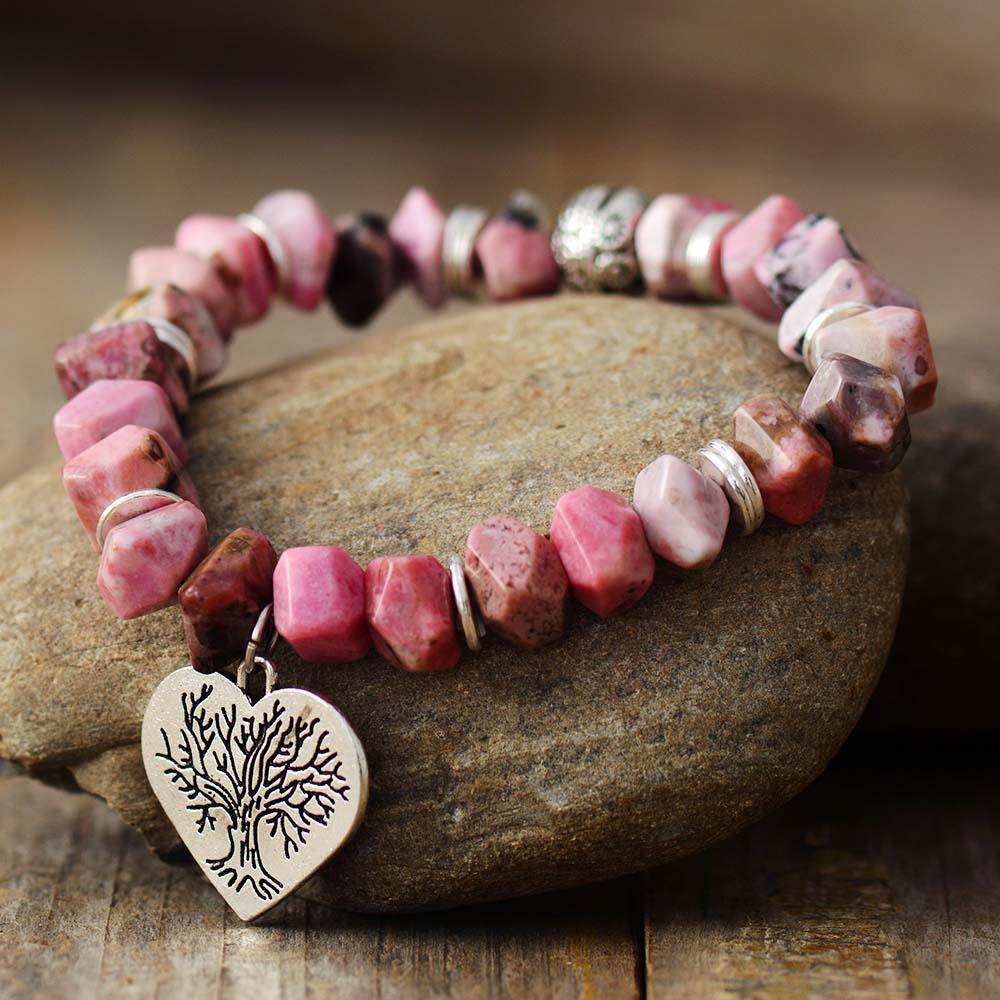 Rhodonit-Lebensbaum-Armband der Liebe