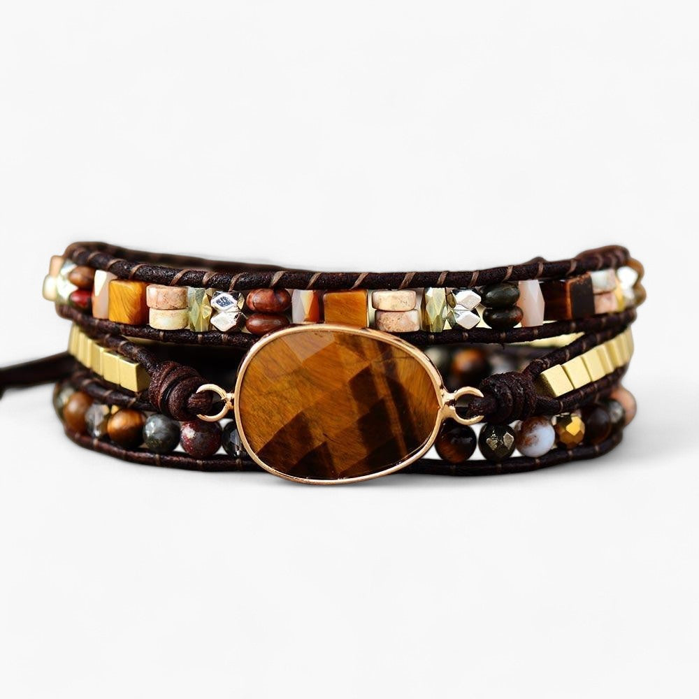 Unisex Tigerauge Wickelarmband