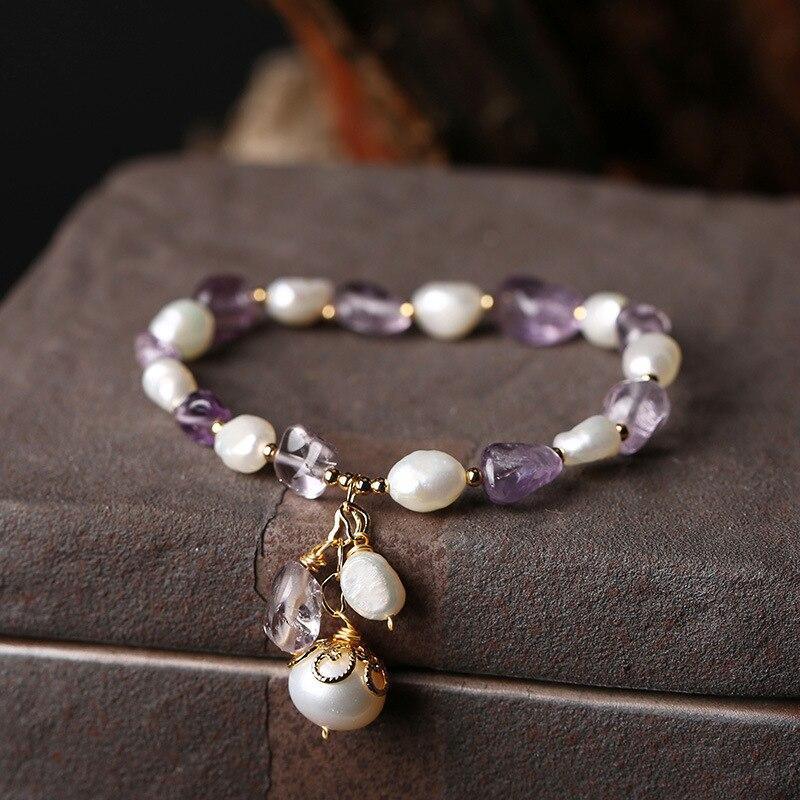 Luxuriöses Armband "Amethyst und Perlen"