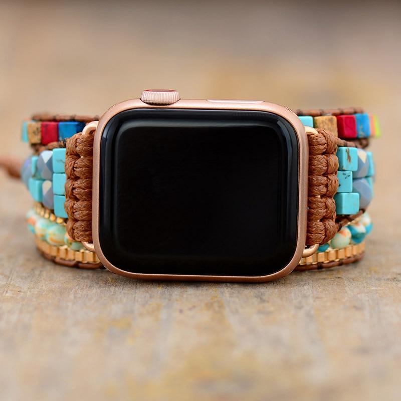 Quadratisches Apple Watch Uhrenarmband aus vibrierendem Jaspis-Edelstein