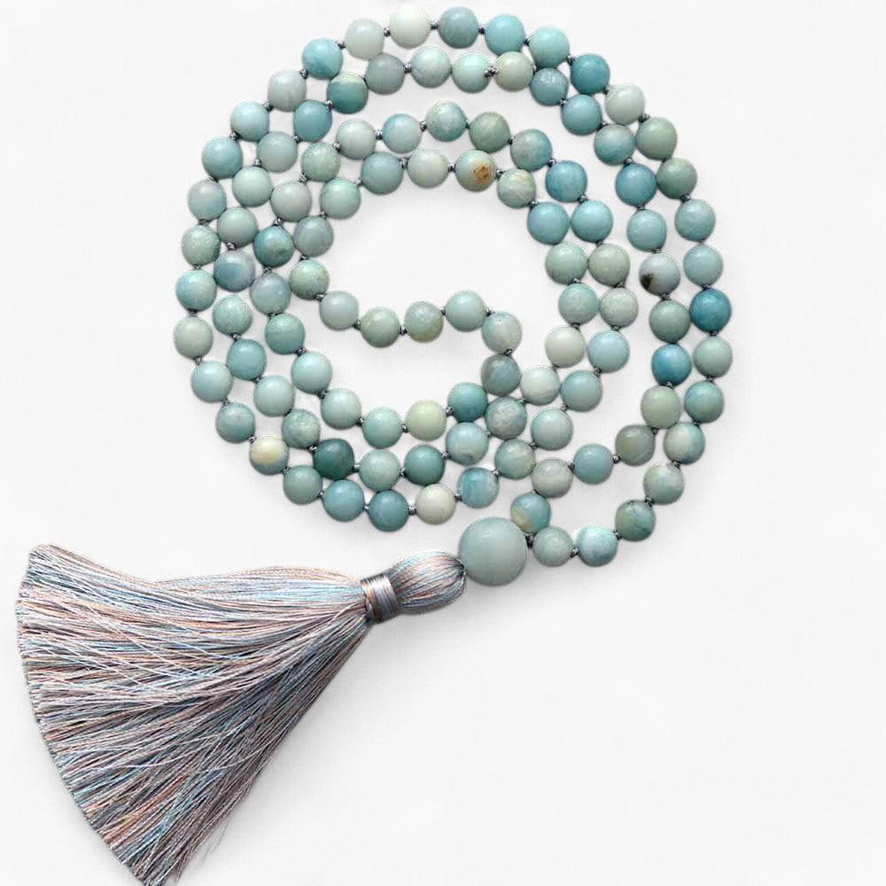 Pastellfarbene Mala-Kette aus Amazonit