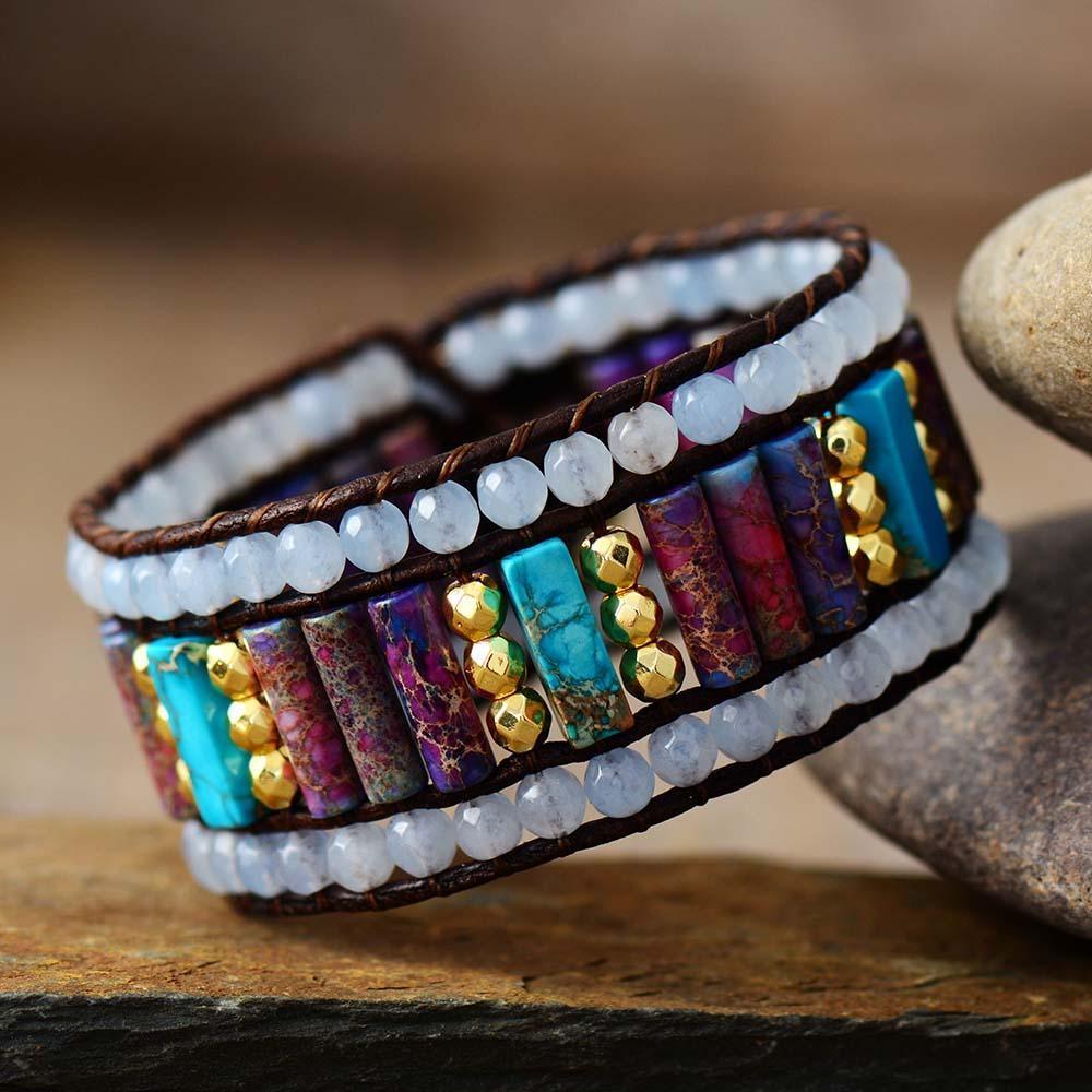 Manschettenarmband "Mehrreihiger Jaspis"